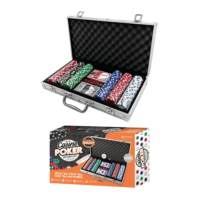 300 Piece Poker Set Casino Style Poker Chips Set with a Aluminum