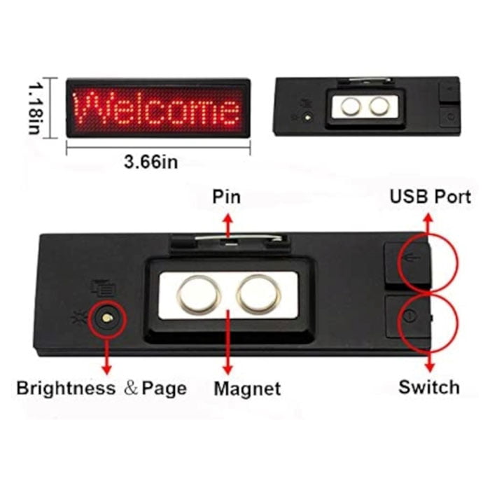 Tradeopia LED Name Message Tag