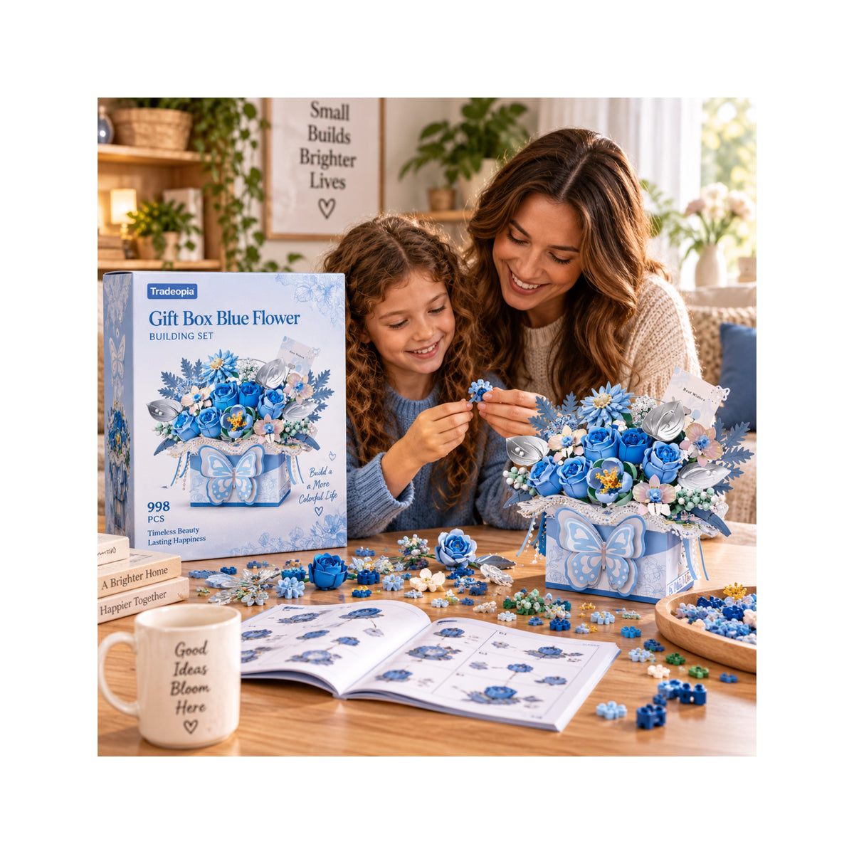 Gift Box Blue Flower Building Set - 998 Pieces