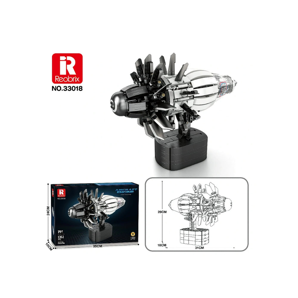 Aircraft Engine with Motor Building Set - 1,351 Pieces