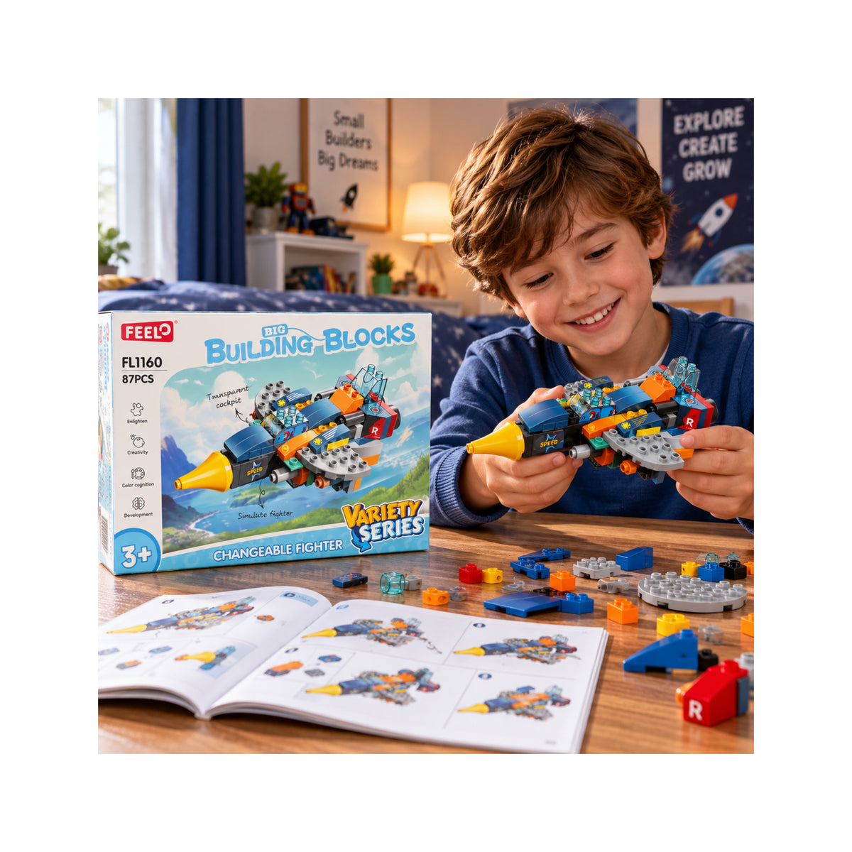Fighter Building Set - 87 Pieces