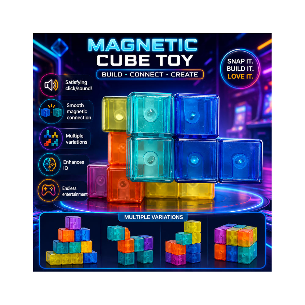 Magnetic Cube - Colorful Magnetic Building & Fidget Puzzle Toy