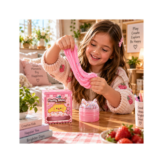 Fluffy Strawberry Red Slime - Soft Sensory