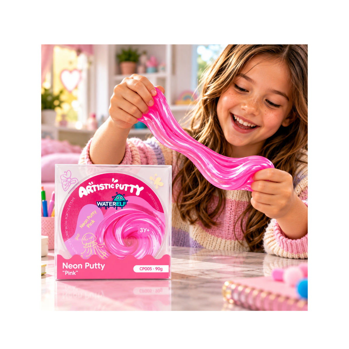 Neon Pink putty Slime - Stretchy Slime