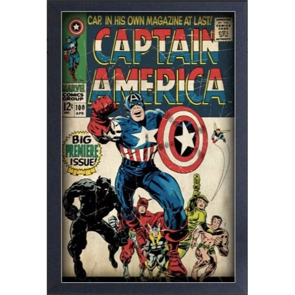 Captain America - #100 13" x 19" Framed Wall Art