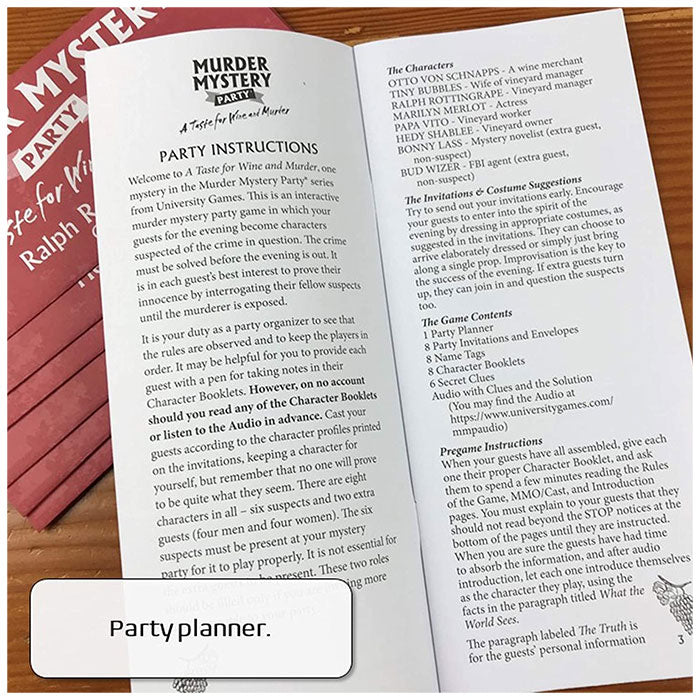 Murder Mystery Party A Taste for Wine &amp; Murder