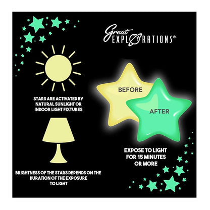 Great Explorations Glowing Colorful Stars 50 Pieces