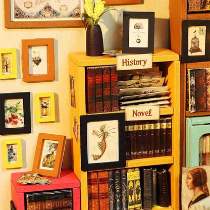 Wooden DIY Miniature Dollhouse Kit with Furniture and Accessories, Sam's Study