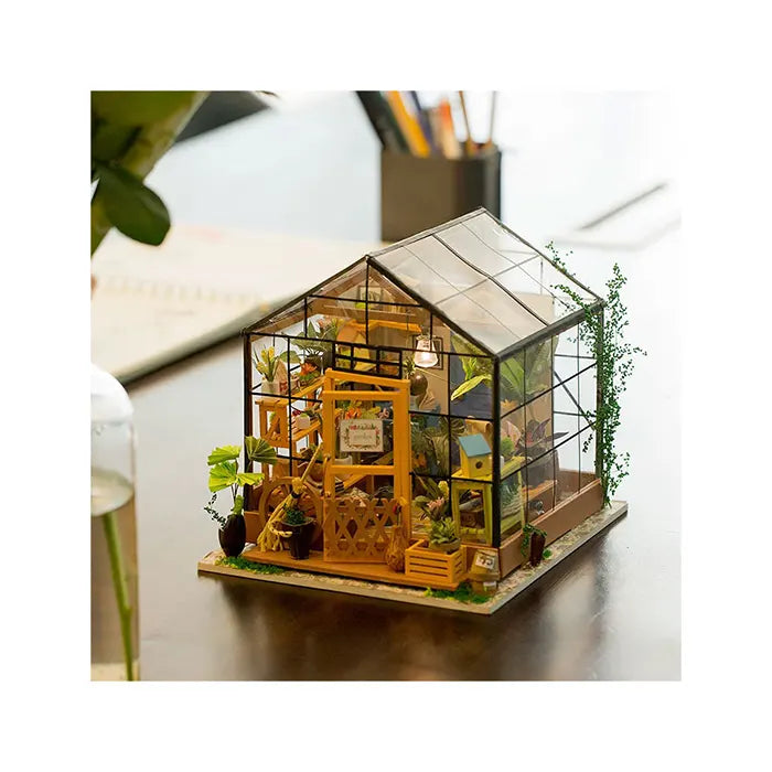 3D Wooden Puzzle Cathy's Flower House with Display Case