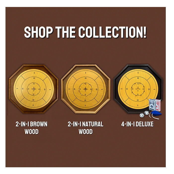 Tradeopia Crokinole 2 in 1 - Brown Wood Color