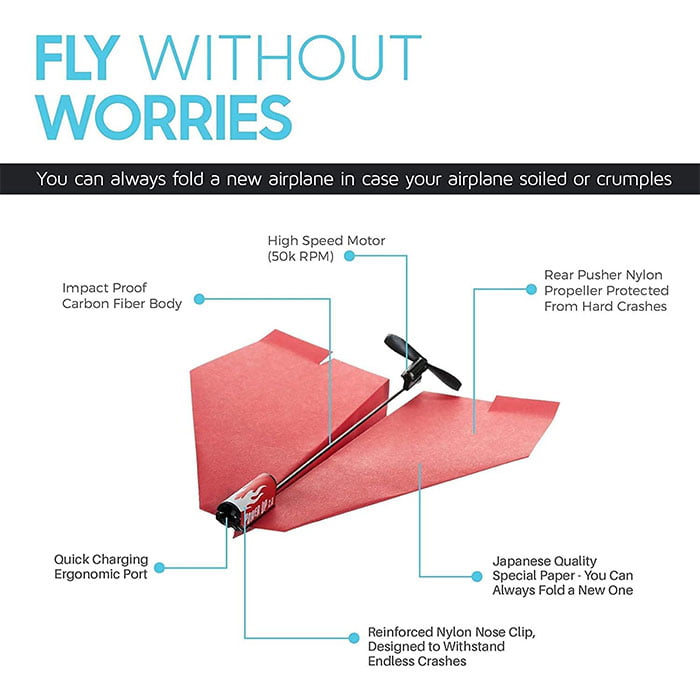 POWER UP 2.0 Paper Airplane Conversion Kit (Red)