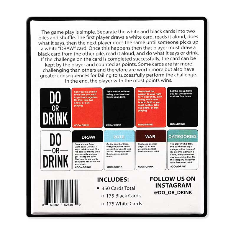 Do or Drink - Party Card Game - for College, Camping, 21st Birthday, Parties - Funny for Men & Women