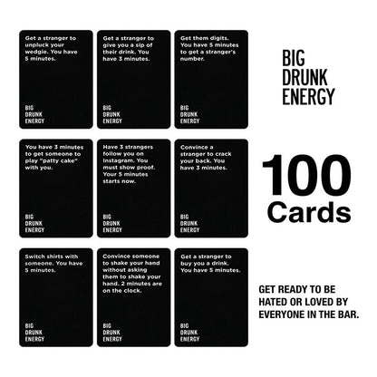 Big Drunk Energy Black from The Makers of Do or Drink Your New Favorite bar Game