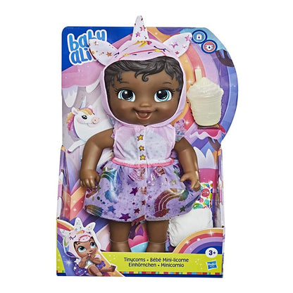 Hasbro Baby Alive Tinycorns Doll, Unicorn, Accessories, Drinks, Wets, Black Hair Toy for Kids