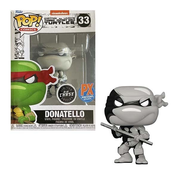 Funko Pop! Comics TMNT Donatello Black &amp; White PX Previews Exclusive Chase Edition