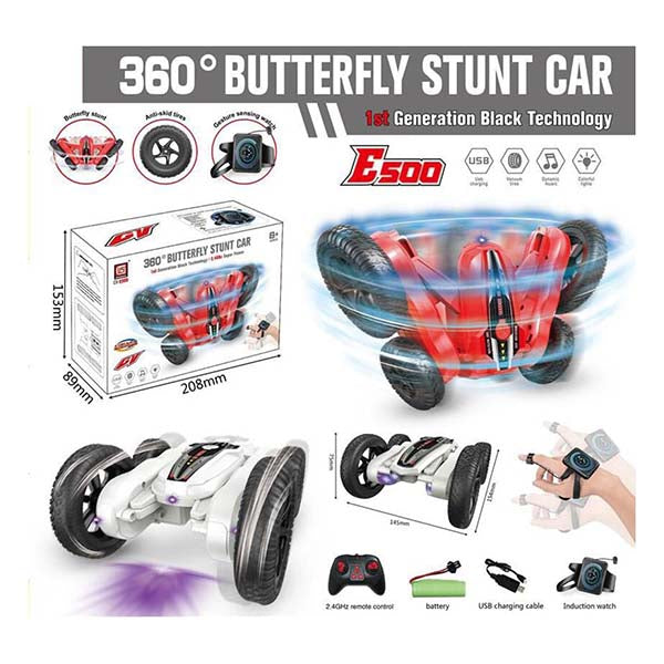 Remote Control - 360 Butterfly Stunt Car White 2.4G