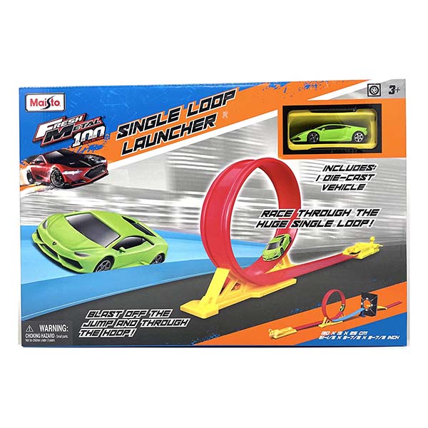 Maisto - Single Loop Launcher - Die Cast Green Lamborghini Racer Car
