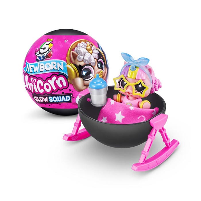 Zuru 5 Surprise Newborn Unicorn Glow Squad Series 6 Mystery Capsule Assorted (Random Pick)