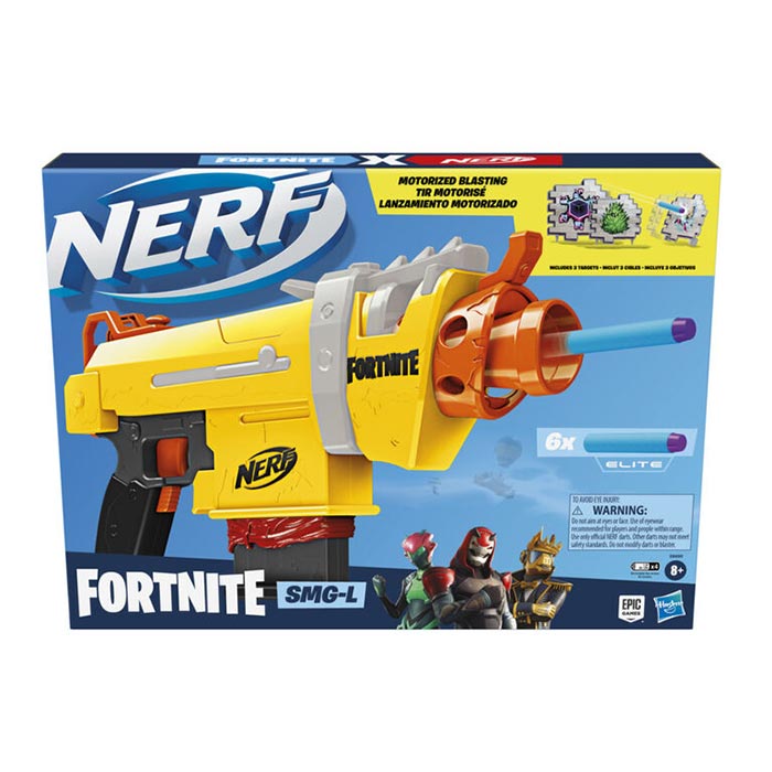 Nerf Fortnite SMG-L Motorized Dart Blaster Includes 3 Targets, 6-Dart Clip &amp; 6 Official Darts
