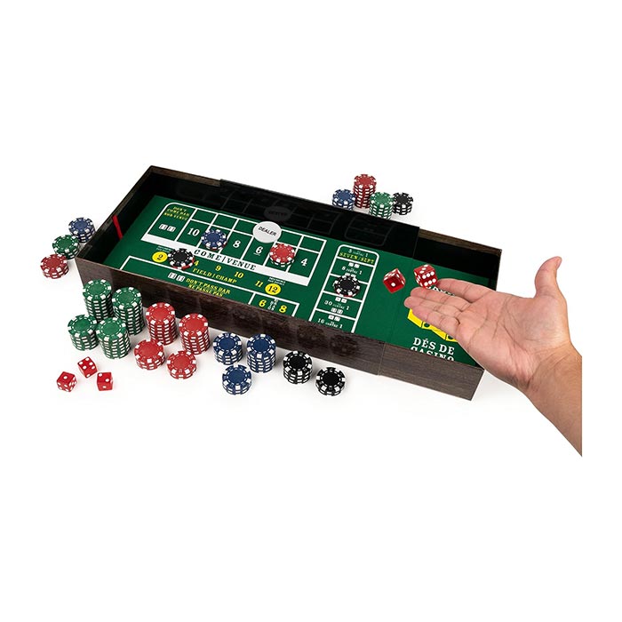 Deluxe Casino Set 3-Games-In-1 Craps Blackjack and Texas Hold 'Em Poker