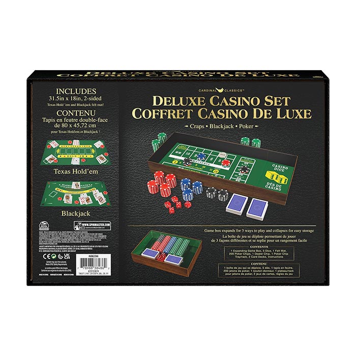 Deluxe Casino Set 3-Games-In-1 Craps Blackjack and Texas Hold 'Em Poker