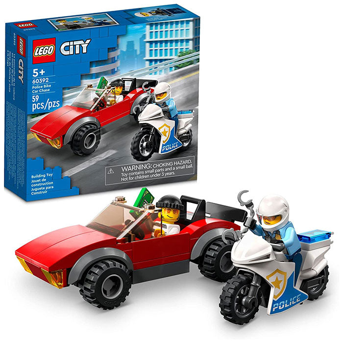 LEGO City Police Bike Car Chase, Toy with Racing Vehicle &amp; Motorbike