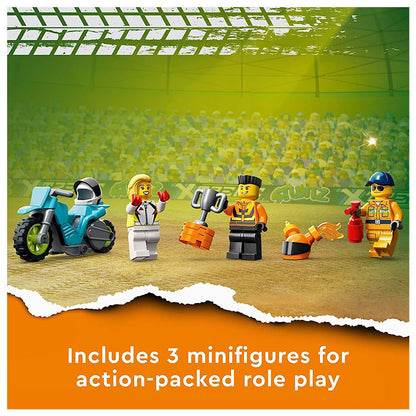 LEGO City Stuntz Stunt Truck and Ring of Fire Challenge with Flywheel-Powered Motorcycle Toy