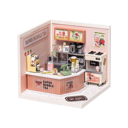 Rolife Super Creator Double Joy Bubble Tea Plastic DIY Miniature House Kit - 130 PCS