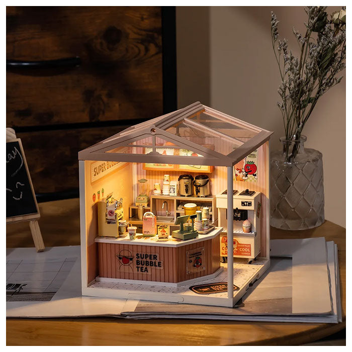 Rolife Super Creator Double Joy Bubble Tea Plastic DIY Miniature House Kit - 130 PCS