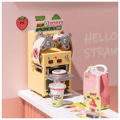 Rolife Super Creator Double Joy Bubble Tea Plastic DIY Miniature House Kit - 130 PCS