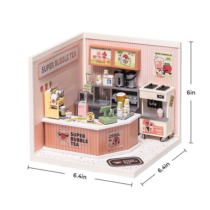 Rolife Super Creator Double Joy Bubble Tea Plastic DIY Miniature House Kit - 130 PCS