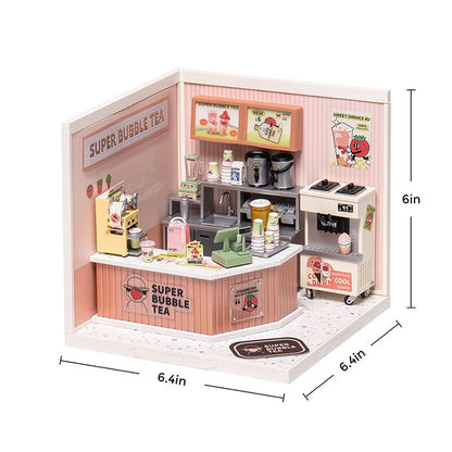 Rolife Super Creator Double Joy Bubble Tea Plastic DIY Miniature House Kit - 130 PCS