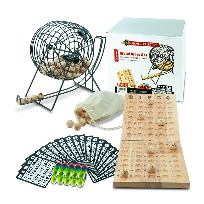 Bingo Set Grey Classic Metal Cage 10"