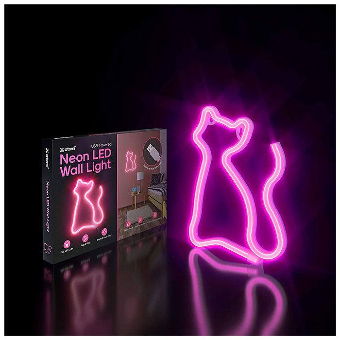 Atomi Smart Neon LED Light I Decorative Wall Art - Cat Pink