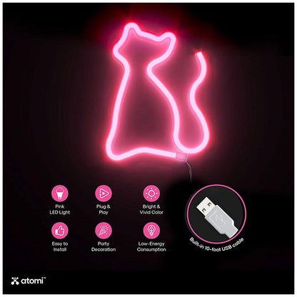 Atomi Smart Neon LED Light I Decorative Wall Art - Cat Pink