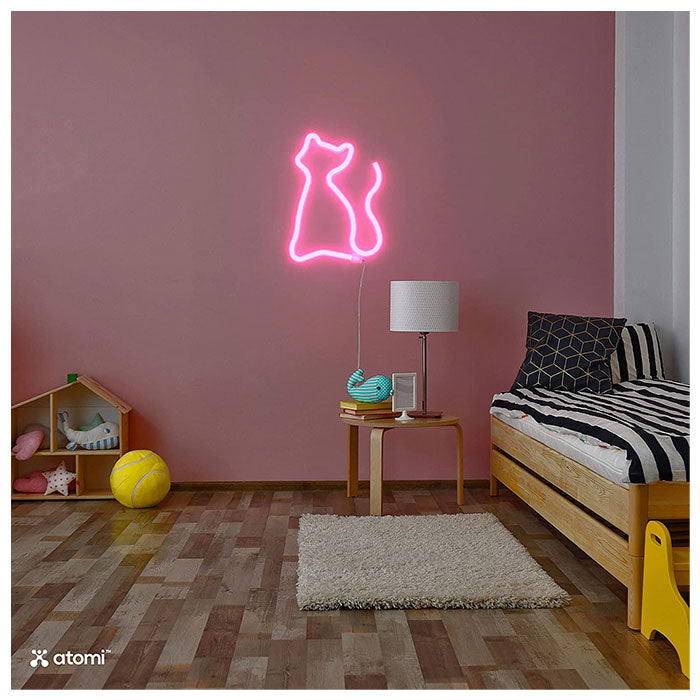 Atomi Smart Neon LED Light I Decorative Wall Art - Cat Pink
