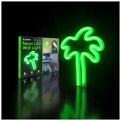 Atomi Smart Neon LED Light I Decorative Wall Art - Green Palm Tree
