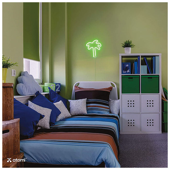 Atomi Smart Neon LED Light I Decorative Wall Art - Green Palm Tree