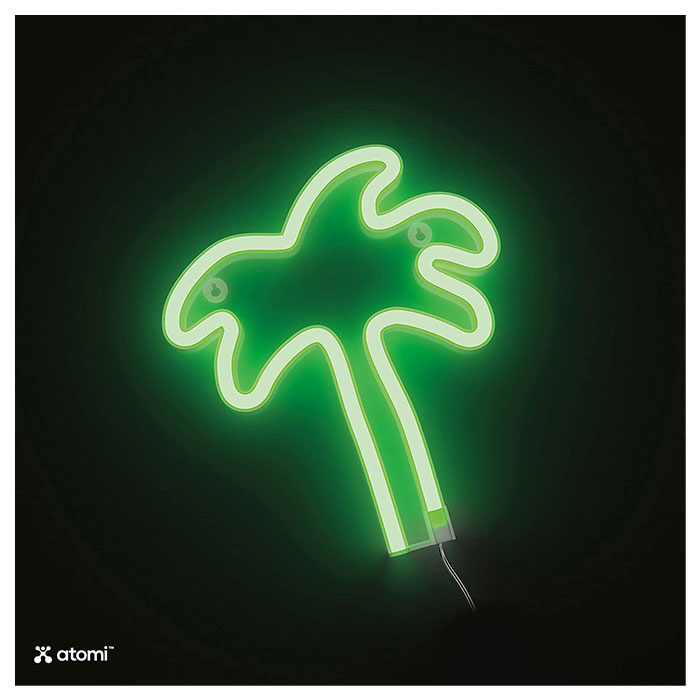 Atomi Smart Neon LED Light I Decorative Wall Art - Green Palm Tree