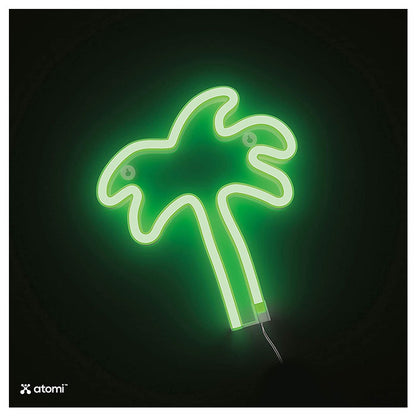 Atomi Smart Neon LED Light I Decorative Wall Art - Green Palm Tree