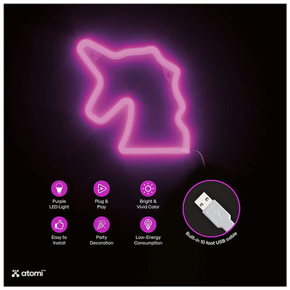 Atomi Smart Neon LED Light I Decorative Wall - Purple Unicorn