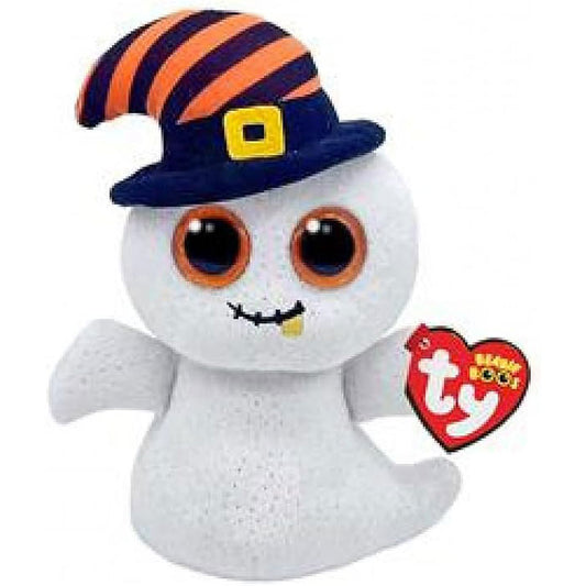Ty Plush Beanie Boo Nightcap - White Ghost with Witches Cap - 6"
