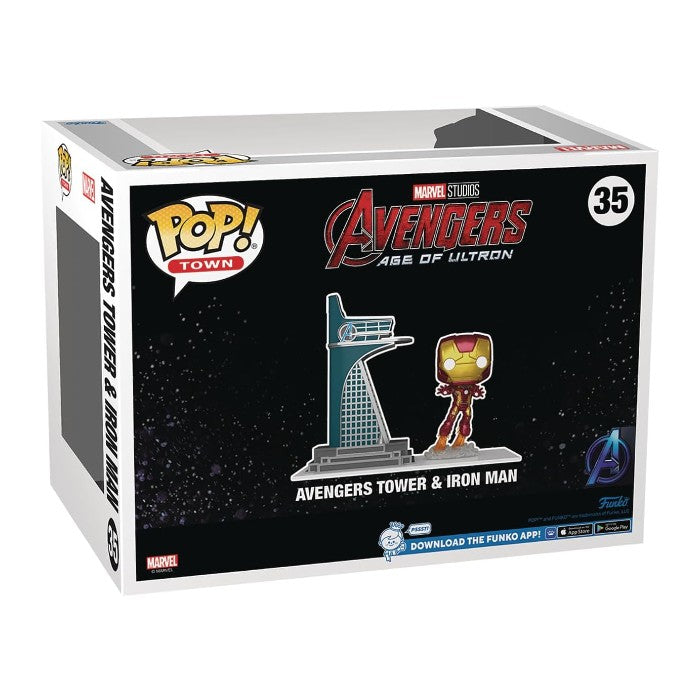 Funko Pop! Town Avengers Tower &amp; Iron Man PX Glow-In-The-Dark