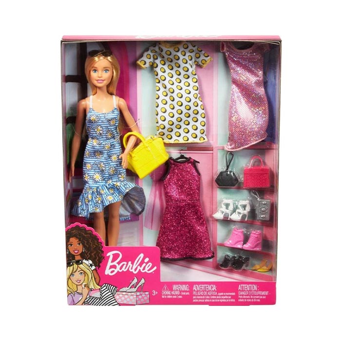 Barbie Doll And Fashion Clothing Set Accessories With 4 Complete Outfits