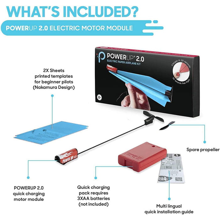 POWER UP 2.0 Paper Airplane Conversion Kit (Blue)