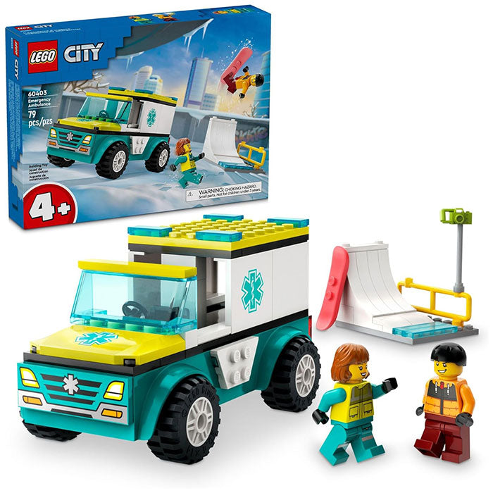 LEGO City Emergency Ambulance and Snowboarder Toy Vehicle Playset