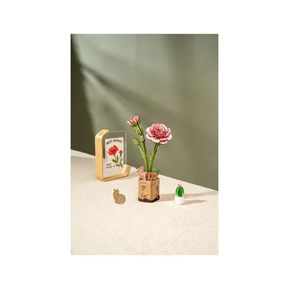 3D Wooden DIY Puzzle Pink Carnation