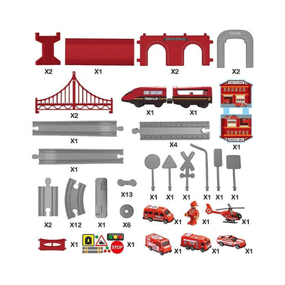 Fire Rescue Train Set - 66 Pieces