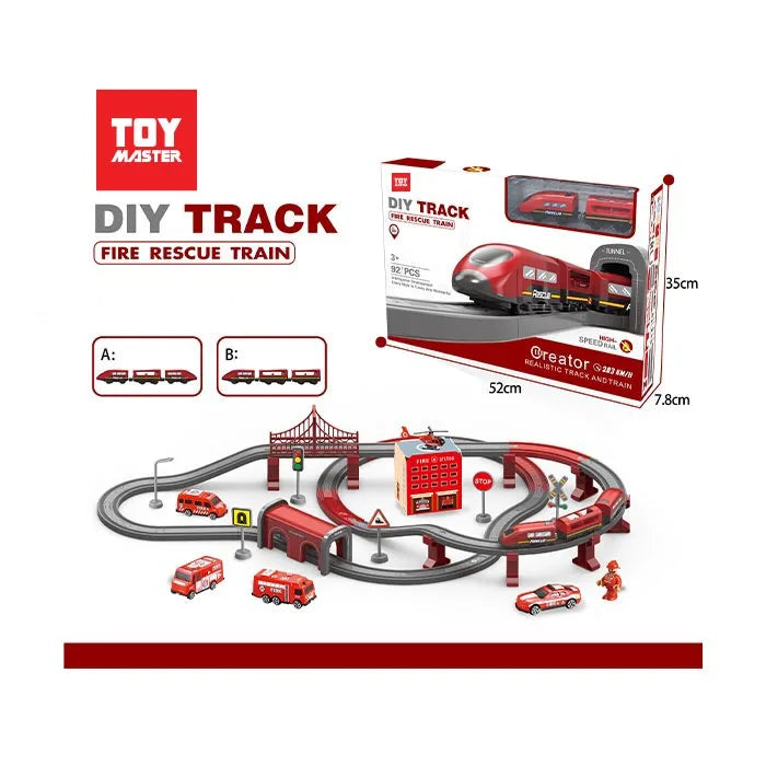 Fire Rescue Train Set - 92 Pieces