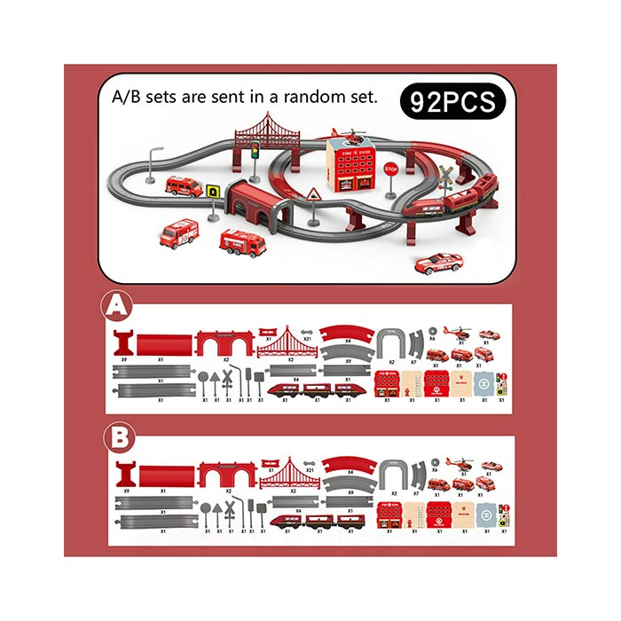 Fire Rescue Train Set - 92 Pieces